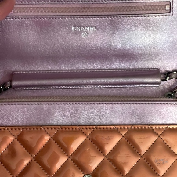 Chanel patent leather pink wallet on chain bag - Picture 8 of 11